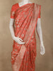 Bright Peach Floral Zari Woven Design Pure Banarasi Silk Saree with Zari Border