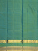 Bright Peacock Blue Striped Woven Design Kanchipuram Silk Saree with Contrast Zari Border