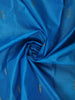 Bright Peacock Blue Striped Woven Design Kanchipuram Silk Saree with Contrast Zari Border