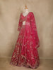 Bright Pink Floral Design Heavy Embroidered Net Lehenga