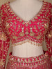 Bright Pink Floral Design Heavy Embroidered Net Lehenga
