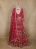 Bright Pink Floral Design Heavy Embroidered Net Lehenga