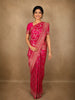 Bright Rani Pink Floral Zari Woven Design Pure Banarasi Silk Designer Saree with Zardozi Work Border