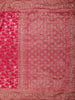 Bright Rani Pink Floral Zari Woven Design Pure Banarasi Silk Designer Saree with Zardozi Work Border