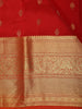 Bright Red Butta Butta Woven Design Pure Kanchipuram Silk Saree with Contrast Border