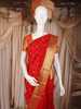Bright Red Butta Butta Woven Design Pure Kanchipuram Silk Saree with Contrast Border