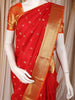 Bright Red Butta Butta Woven Design Pure Kanchipuram Silk Saree with Contrast Border