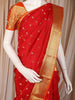 Bright Red Butta Butta Woven Design Pure Kanchipuram Silk Saree with Contrast Border