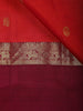 Bright Red Butta Woven Design Pure Kanchipuram Silk Saree with Contrast Zari Woven Border