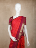 Bright Red Butta Woven Design Pure Kanchipuram Silk Saree with Contrast Zari Woven Border