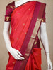 Bright Red Butta Woven Design Pure Kanchipuram Silk Saree with Contrast Zari Woven Border