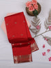 Bright Red Butta Woven Design Soft Silk Saree with Silver Zari Floral Border
