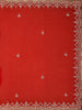 Bright Red Embroidered Georgette Saree - Diadem