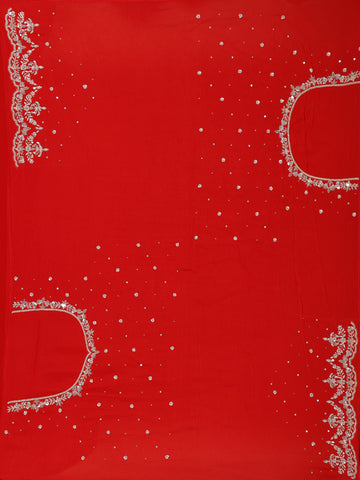 Bright Red Embroidered Georgette Saree - Diadem
