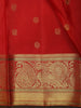 Bright Red Floral Butta Woven Design Pure Kanchipuram Silk Saree with Paisley Zari Border