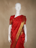Bright Red Floral Butta Woven Design Pure Kanchipuram Silk Saree with Paisley Zari Border