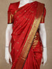 Bright Red Floral Butta Woven Design Pure Kanchipuram Silk Saree with Paisley Zari Border