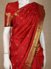 Bright Red Floral Butta Woven Design Pure Kanchipuram Silk Saree with Paisley Zari Border