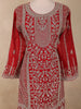 Bright Red Floral Embroidered Design Georgette Palazzo Suit with Dupatta
