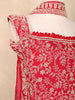 Bright Red Floral Embroidered Design Organza Palazzo Suit
