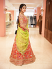 Bright Red Floral Embroidered Raw Silk Bridal Lehenga - Diadem