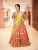 Bright Red Floral Embroidered Raw Silk Bridal Lehenga - Diadem