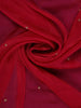 Bright Red Floral Embroidered Satin Saree