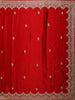 Bright Red Floral Heavy Sequins and Beads Embroidered Design Satin Designer Saree