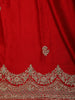 Bright Red Floral Heavy Sequins and Beads Embroidered Design Satin Designer Saree
