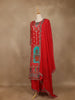 Bright Red Floral Print Crepe Palazzo Salwar Suit - Diadem
