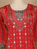 Bright Red Floral Print Crepe Palazzo Salwar Suit - Diadem