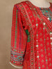 Bright Red Floral Print Crepe Palazzo Salwar Suit - Diadem