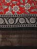 Bright Red Floral Printed Design Mixed Cotton Fancy Saree with Zari Border