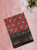 Bright Red Floral Printed Design Mixed Cotton Fancy Saree with Zari Border