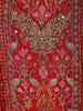 Bright Red Floral Sequins Embroidered Design Crepe Straight Cut Salwar Suit