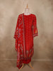 Bright Red Floral Sequins Embroidered Design Crepe Straight Cut Salwar Suit