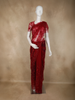Bright Red Floral Sequins  and Beads Embroidered Design Net Designer Saree