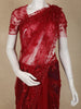 Bright Red Floral Sequins  and Beads Embroidered Design Net Designer Saree