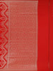 Bright Red Floral Woven Design Banarasi Saree with Zari Border