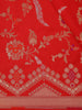Bright Red Floral Woven Design Banarasi Saree with Zari Border