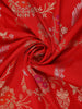 Bright Red Floral Woven Design Banarasi Saree with Zari Border