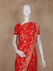 Bright Red Floral Woven Design Banarasi Saree with Zari Border