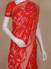 Bright Red Floral Woven Design Banarasi Saree with Zari Border