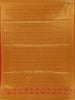 Bright Red Floral Woven Soft Silk Saree With Marigold Yellow Contrast Border - Diadem