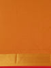 Bright Red Floral Woven Soft Silk Saree With Marigold Yellow Contrast Border - Diadem