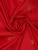 Bright Red Floral Woven Soft Silk Saree With Marigold Yellow Contrast Border - Diadem