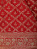 Bright Red Floral Zari and Beads Embroidered Design Banarasi Wedding Saree
