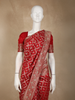 Bright Red Floral Zari and Beads Embroidered Design Banarasi Wedding Saree