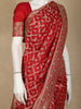 Bright Red Floral Zari and Beads Embroidered Design Banarasi Wedding Saree