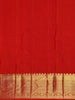 Bright Red Geometric Design Pure Kanchipuram Silk Saree